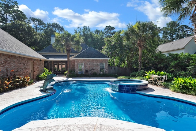 9664 Norris Ferry Rd, Shreveport, LA 71106 - view of pool featuring french doors, a pool with connected hot tub, and a patio area