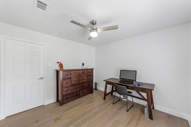 12211 Quincy Ln, Dallas, TX 75230 - home office featuring light wood-style floors and ceiling fan