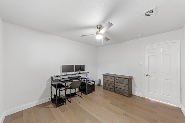 12211 Quincy Ln, Dallas, TX 75230 - office area featuring ceiling fan and light wood-style floors