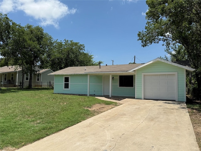 5506 Urbanview St, Sansom Park, TX 76114 - view of front of property with an attached garage, a front yard, and concrete driveway