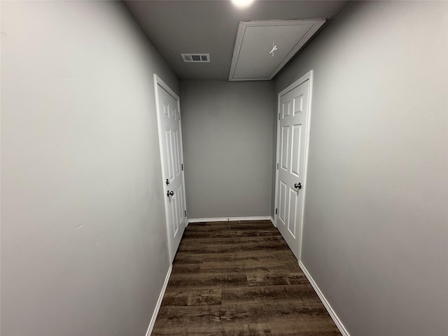5506 Urbanview St, Sansom Park, TX 76114 - hall featuring attic access and dark wood finished floors