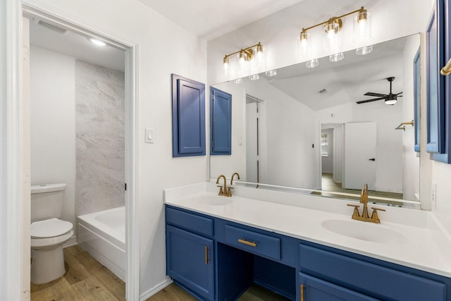 6325 Brookhaven Trl, Fort Worth, TX 76133 - bathroom featuring double vanity, wood finished floors, and ceiling fan