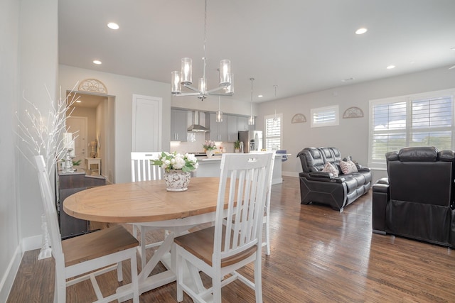 770 N Plano Rd Unit 202, Richardson, TX 75081 - dining space with dark wood finished floors, recessed lighting, and a chandelier