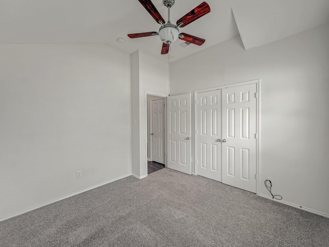 8705 Autumn Creek Trl, Fort Worth, TX 76134 - unfurnished bedroom featuring carpet, lofted ceiling, a closet, and a ceiling fan