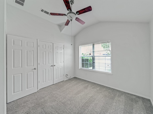 8705 Autumn Creek Trl, Fort Worth, TX 76134 - unfurnished bedroom with carpet floors, vaulted ceiling, a closet, and a ceiling fan