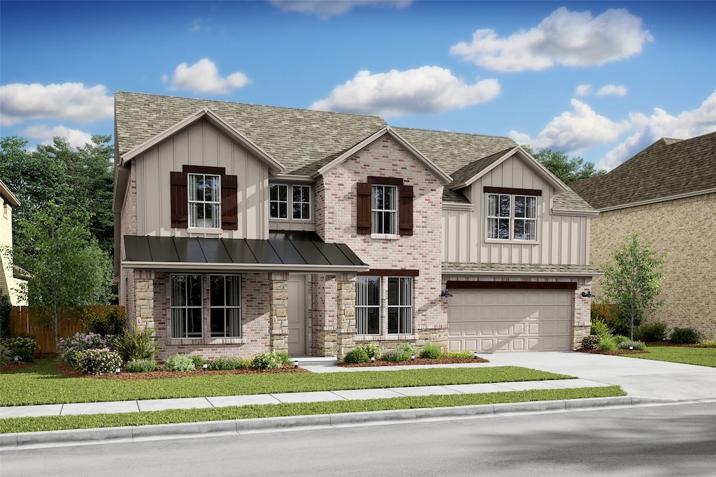 751 Emerald Hts, Lavon, TX 75166 - view of front of house with a shingled roof, board and batten siding, and concrete driveway