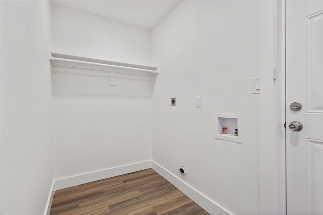 2511 Gregory Dr, Mesquite, TX 75150 - laundry area featuring wood finished floors, electric dryer hookup, and hookup for a washing machine