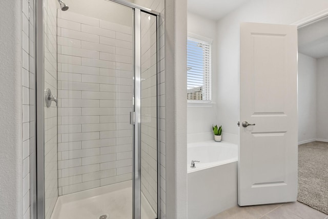 18137 Lakefront Ct, Forney, TX 75126 - full bath with a shower stall, a garden tub, and tile patterned flooring