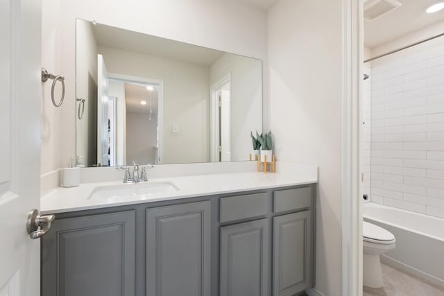 18137 Lakefront Ct, Forney, TX 75126 - bathroom featuring vanity, shower / tub combination, and tile patterned flooring