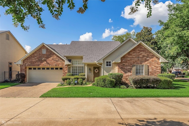 118 Otto Ln, Shreveport, LA 71105 - view of front facade featuring brick siding, an attached garage, concrete driveway, and roof with shingles