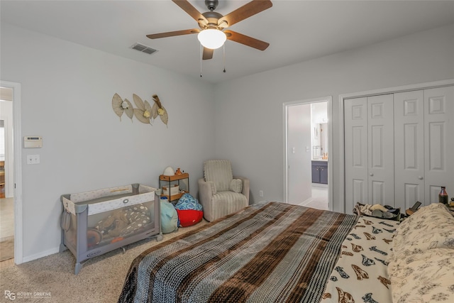 118 Otto Ln, Shreveport, LA 71105 - carpeted bedroom with a ceiling fan and a closet