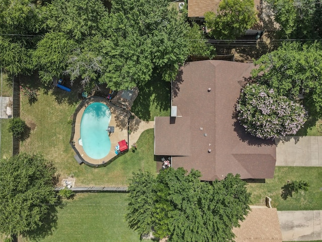 6737 Oliver Dr, North Richland Hills, TX 76180 - view from above of property with a pool area