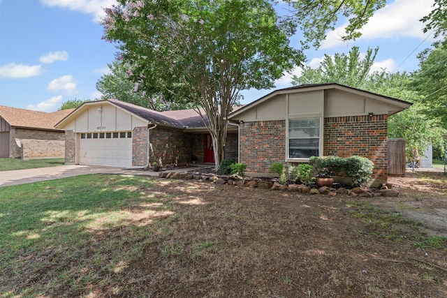 6737 Oliver Dr, North Richland Hills, TX 76180 - ranch-style house with an attached garage, brick siding, concrete driveway, and a front lawn