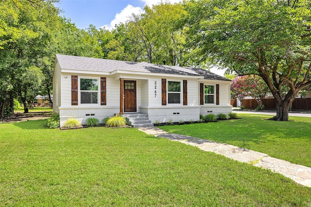 2267 Tealford Dr, Dallas, TX 75228 - view of front facade featuring crawl space, brick siding, and a shingled roof