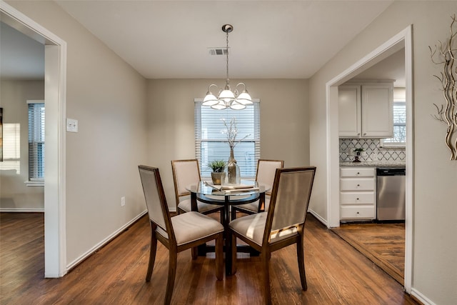 4053 Winfield Ave, Fort Worth, TX 76109 - dining space featuring dark wood-style floors and a chandelier