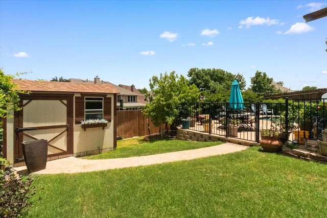 6321 Cobblestone Ln, Arlington, TX 76001 - view of yard with a shed