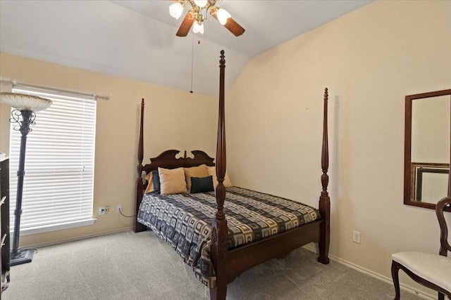 6321 Cobblestone Ln, Arlington, TX 76001 - bedroom with carpet flooring, vaulted ceiling, and a ceiling fan