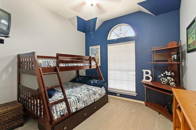 6321 Cobblestone Ln, Arlington, TX 76001 - bedroom with carpet, lofted ceiling, and a ceiling fan
