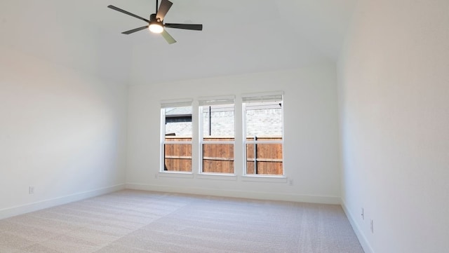 1032 Meadowlark, Forney, TX 75126 - empty room featuring vaulted ceiling, light carpet, and ceiling fan