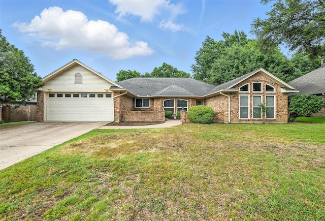 1208 Homestead St, Flower Mound, TX 75028 - ranch-style house featuring an attached garage, concrete driveway, and brick siding