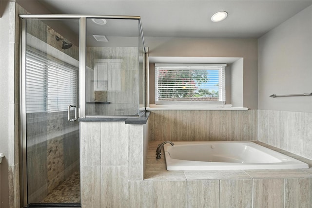 1208 Homestead St, Flower Mound, TX 75028 - bathroom with a garden tub and a shower stall