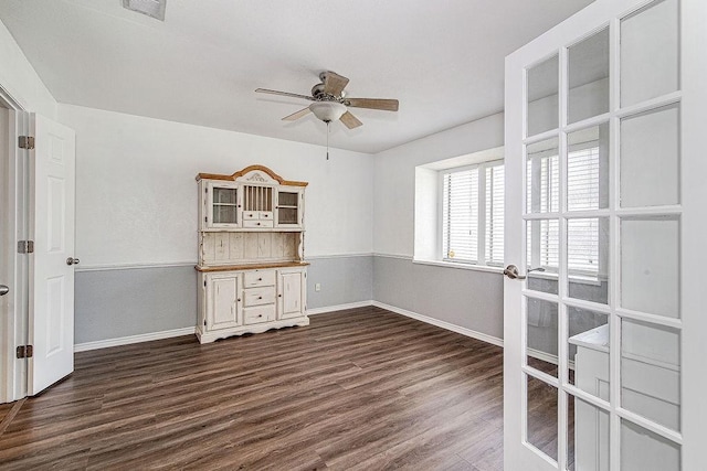 5714 Stage Line Dr, Arlington, TX 76017 - spare room with ceiling fan and dark wood-style floors