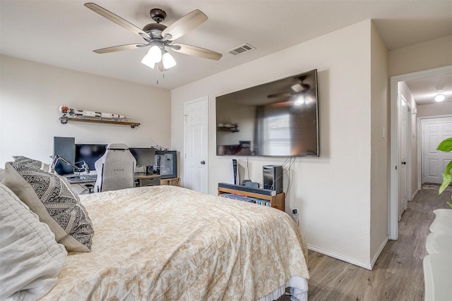 953 Mesa Vista Dr, Crowley, TX 76036 - bedroom featuring wood finished floors, ceiling fan, and a desk
