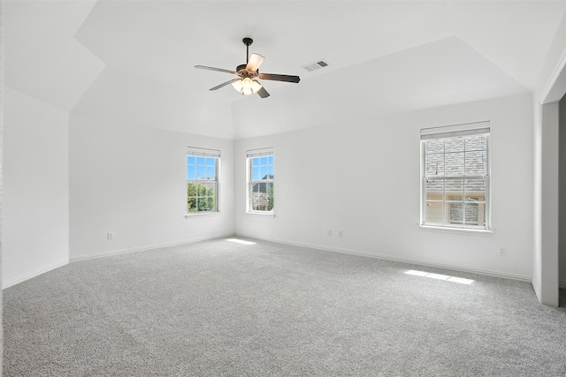 1312 Bluebell Ave, Lantana, TX 76226 - empty room featuring carpet floors, healthy amount of natural light, a ceiling fan, and high vaulted ceiling