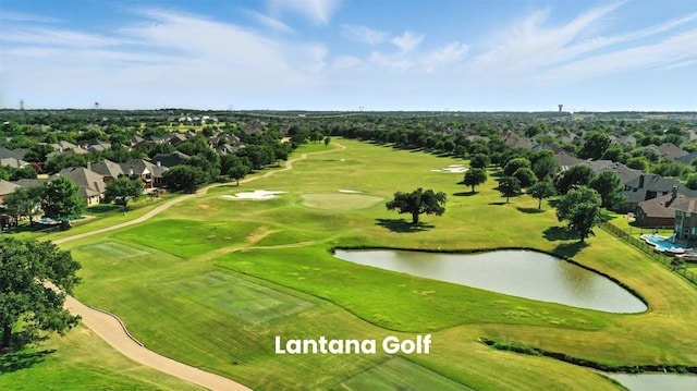 1312 Bluebell Ave, Lantana, TX 76226 - aerial view of residential area with a nearby body of water and a local golf course