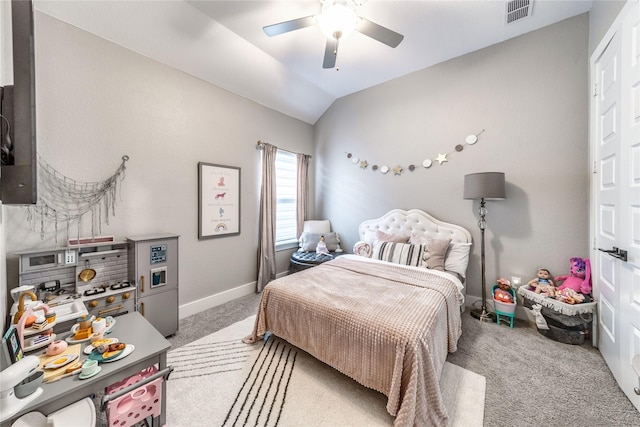 3604 Chapman Cir, Rowlett, TX 75089 - carpeted bedroom featuring lofted ceiling and a ceiling fan