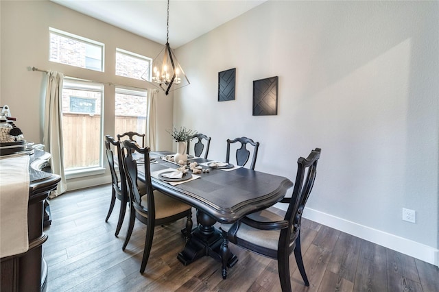 3604 Chapman Cir, Rowlett, TX 75089 - dining space with a chandelier and dark wood finished floors