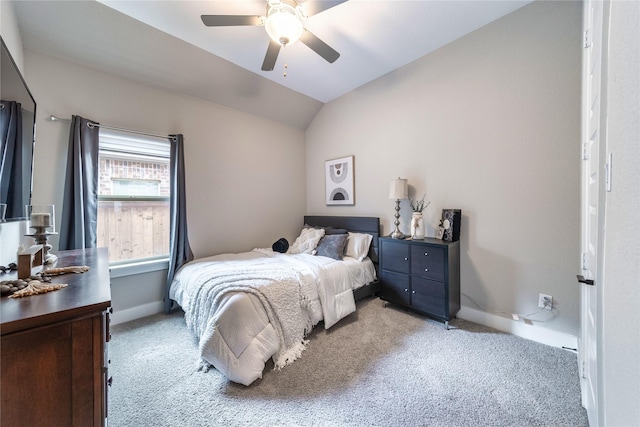 3604 Chapman Cir, Rowlett, TX 75089 - bedroom featuring carpet flooring, lofted ceiling, and ceiling fan