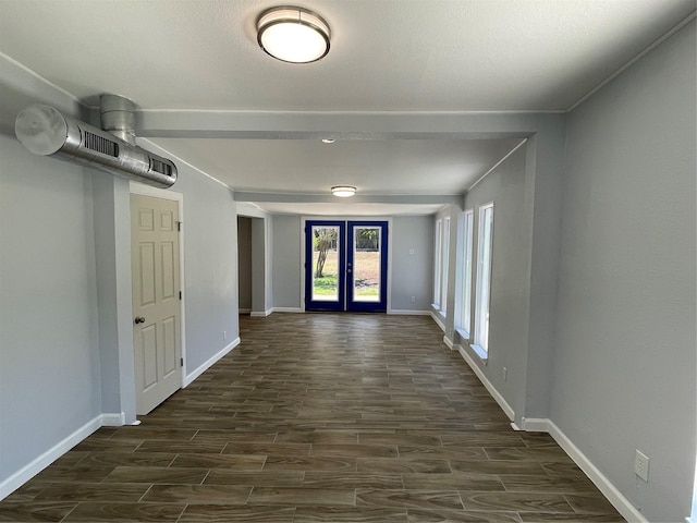 629 Kimbrough St, White Settlement, TX 76108 - hall with french doors and dark wood-style floors