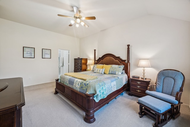 4003 Randall Ln, Carrollton, TX 75007 - bedroom featuring carpet floors, lofted ceiling, and a ceiling fan