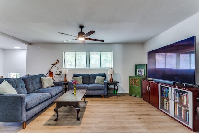 4105 Micki Lynn Ave, Fort Worth, TX 76107 - living area featuring a ceiling fan and light wood finished floors