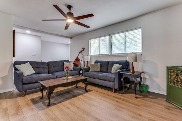 4105 Micki Lynn Ave, Fort Worth, TX 76107 - living room with ceiling fan and light wood-style flooring