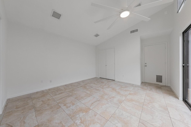 1705 Yorkshire Dr, Richardson, TX 75082 - unfurnished bedroom featuring high vaulted ceiling and a ceiling fan