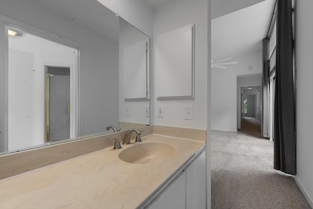 1705 Yorkshire Dr, Richardson, TX 75082 - bathroom with vanity and ceiling fan