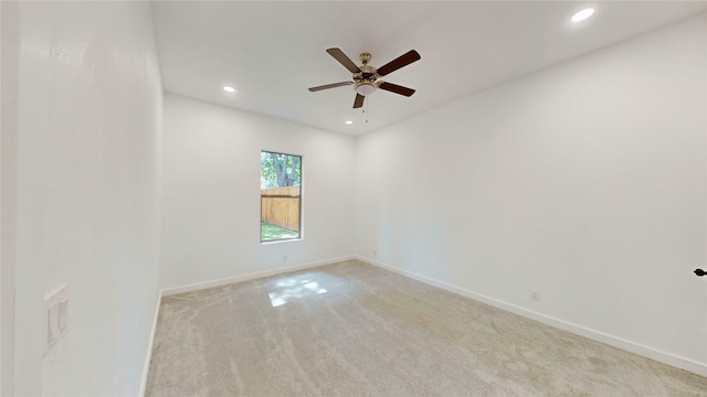 3418 Borger St, Dallas, TX 75212 - unfurnished room featuring light carpet, recessed lighting, and ceiling fan