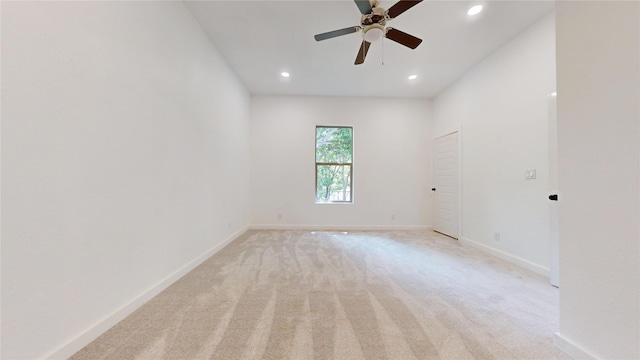 3418 Borger St, Dallas, TX 75212 - spare room featuring recessed lighting, a ceiling fan, and light carpet