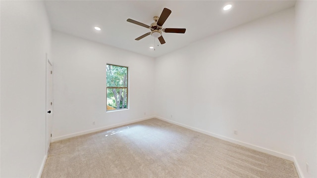 3418 Borger St, Dallas, TX 75212 - unfurnished room with recessed lighting, light colored carpet, and ceiling fan