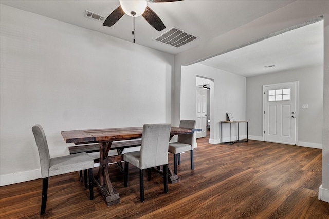 25 W Parnell St, Denison, TX 75020 - dining space with a ceiling fan and dark wood-style floors
