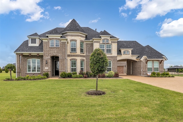 6309 Holbrook Cir, Parker, TX 75002 - french provincial home with brick siding, a front yard, and concrete driveway