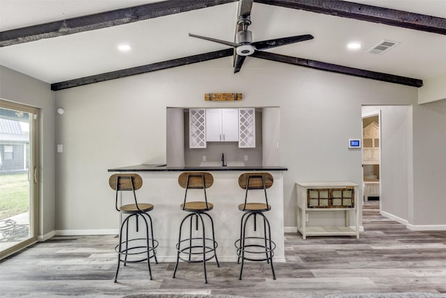 738 Campground Rd, Sherman, TX 75090 - indoor wet bar featuring light wood-style flooring and ceiling fan
