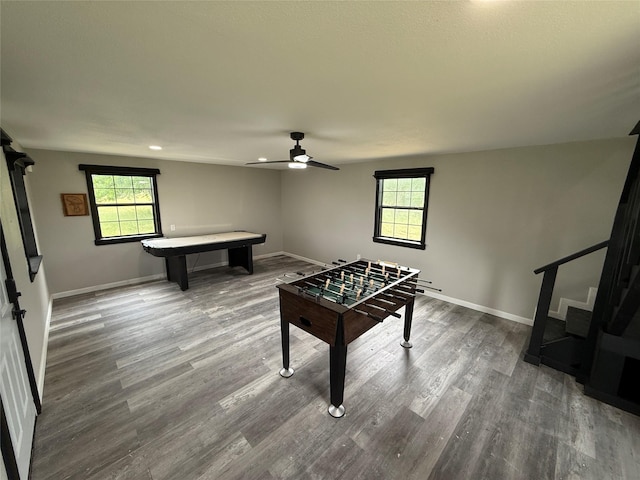 738 Campground Rd, Sherman, TX 75090 - rec room featuring healthy amount of natural light, wood finished floors, ceiling fan, and recessed lighting