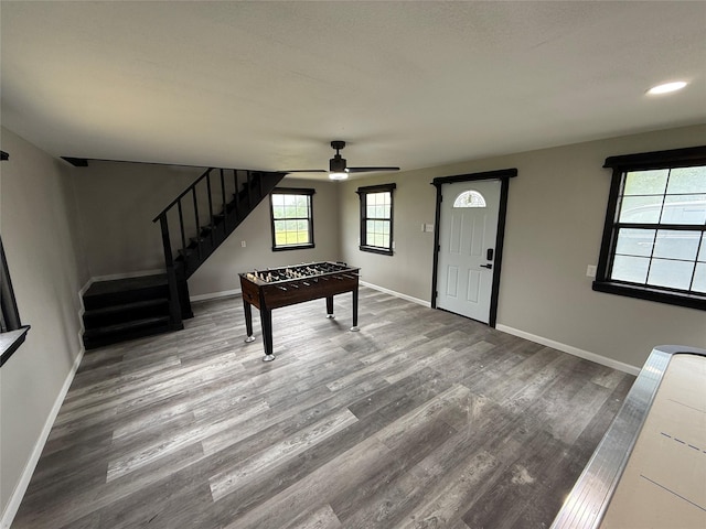 738 Campground Rd, Sherman, TX 75090 - game room with wood finished floors and a ceiling fan