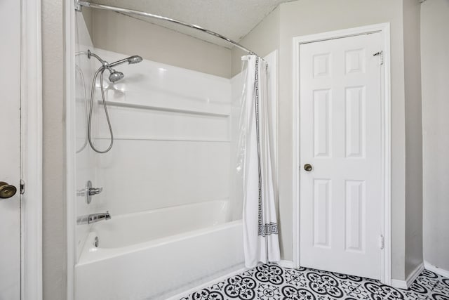 1502 Bette Dr, Mesquite, TX 75149 - bathroom featuring shower / tub combo with curtain and tile patterned flooring