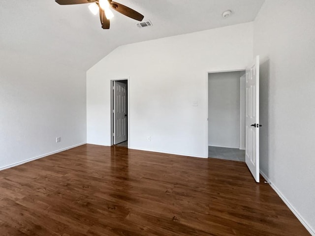 6020 Maple Leaf Dr, Arlington, TX 76017 - unfurnished room with ceiling fan, wood finished floors, lofted ceiling, and a smoke detector