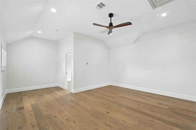 2705 Jackson Dr, Melissa, TX 75454 - bonus room with attic access, vaulted ceiling, recessed lighting, wood-type flooring, and a ceiling fan