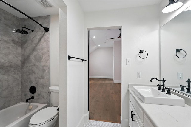 2705 Jackson Dr, Melissa, TX 75454 - full bathroom featuring vanity, washtub / shower combination, wood finished floors, and recessed lighting